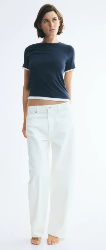 H&M Women's Navy Blue Layered-Look T-Shirt (Review)