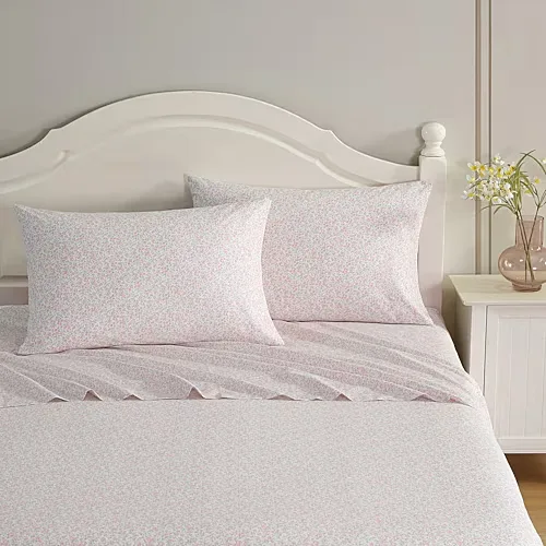 Laura Ashley 200tc Cotton Percale Standard Pillowcase, One Size, Pink