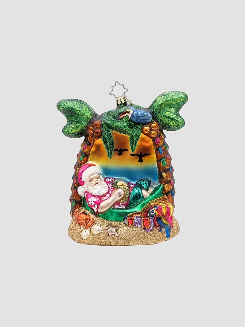 Christopher Radko Santa's Breezy Break Glass Ornament