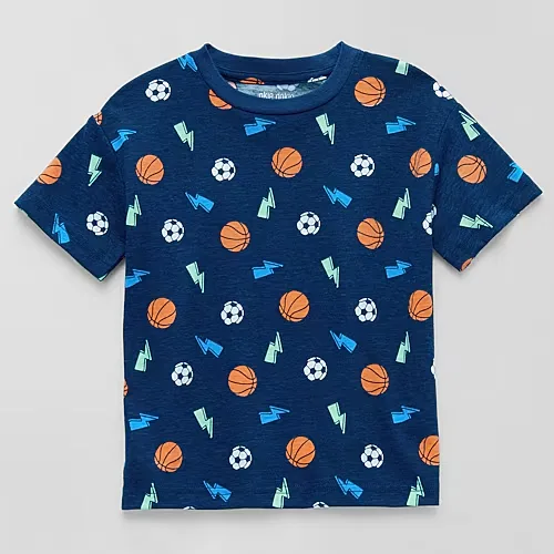 Okie Dokie Active Toddler & Little Boys Crew Neck Short Sleeve Regular Fit Graphic T-Shirt, 5t, Blue