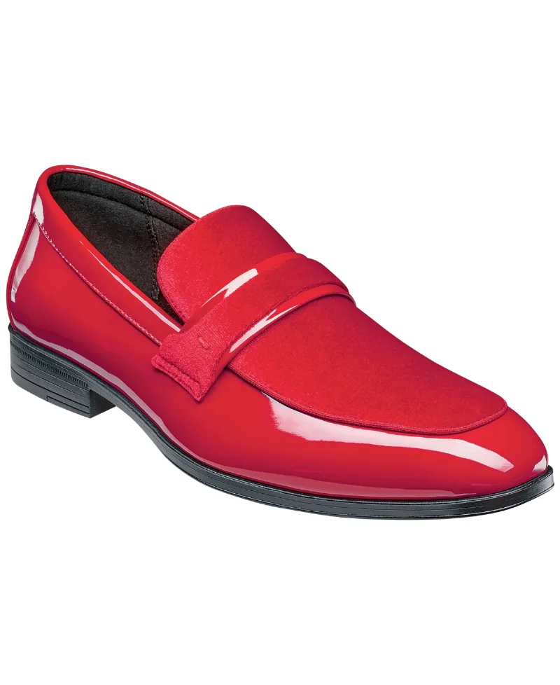 Stacy Adams Men's Spratley Moc Toe Saddle Slip On Loafer - Red