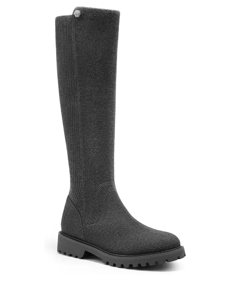 Vivaia Filipa Round-Toe Stretchy Wool Knee-High Boots - Rich grey wool water rpt