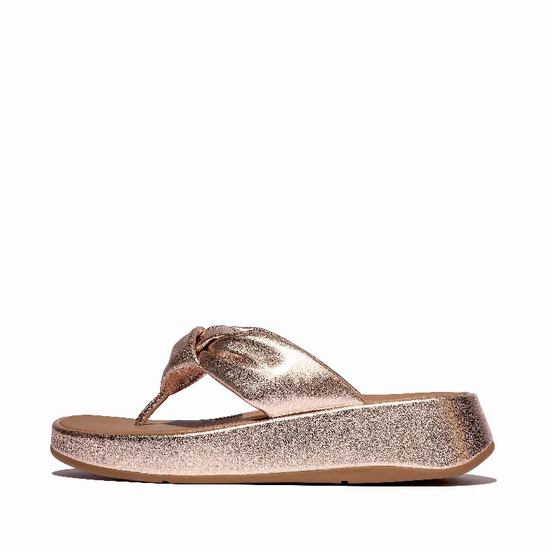 F-MODE Knot Soft-Leather Flatform Toe-Post Sandals