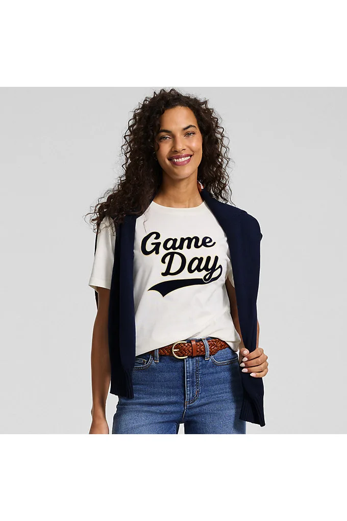 Women's Short Sleeve Crew Neck Graphic T-Shirt - Lands' End - Ivory - L
