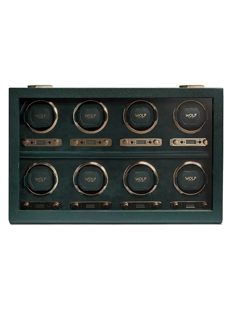 British Racing Green 8-Piece Watch Winder - Green