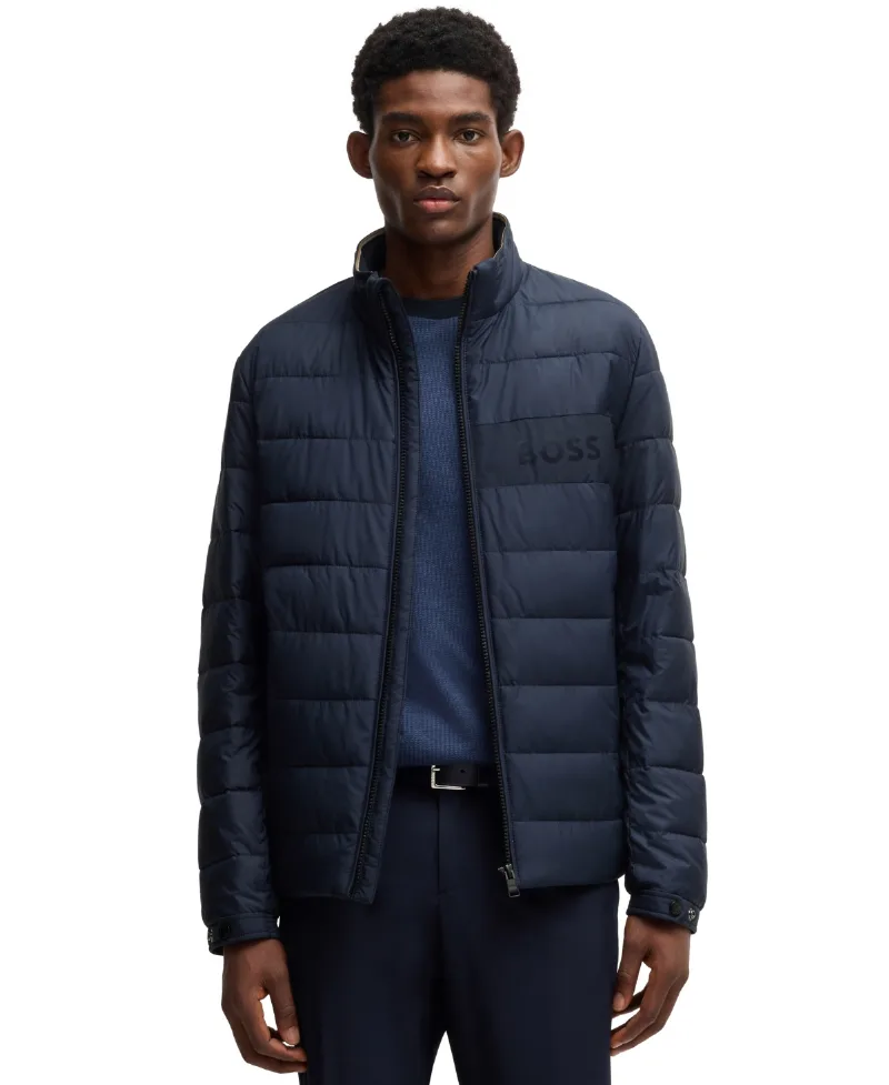 Boss by Hugo Boss Men's Water-Repellent Logo Detail Jacket - Dark Blue