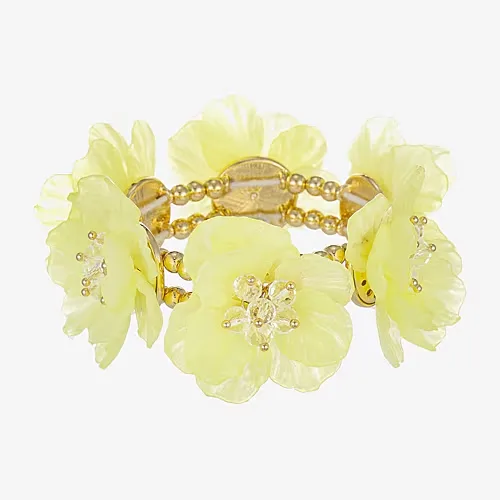Bijoux Bar Gold Tone Womens Flower Stretch Bracelet, One Size, Yellow