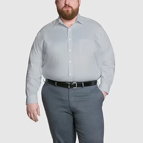 Van Heusen Mens Big and Tall Regular Fit Ultra Flex Wrinkle Free Long Sleeve Dress Shirt, 18.5 34-35, Gray
