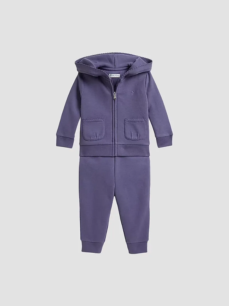Polo Ralph Lauren Girl's Baby Girl's 2-Piece Hooded Sweatsuit - Summer Purple - Size 3 Months