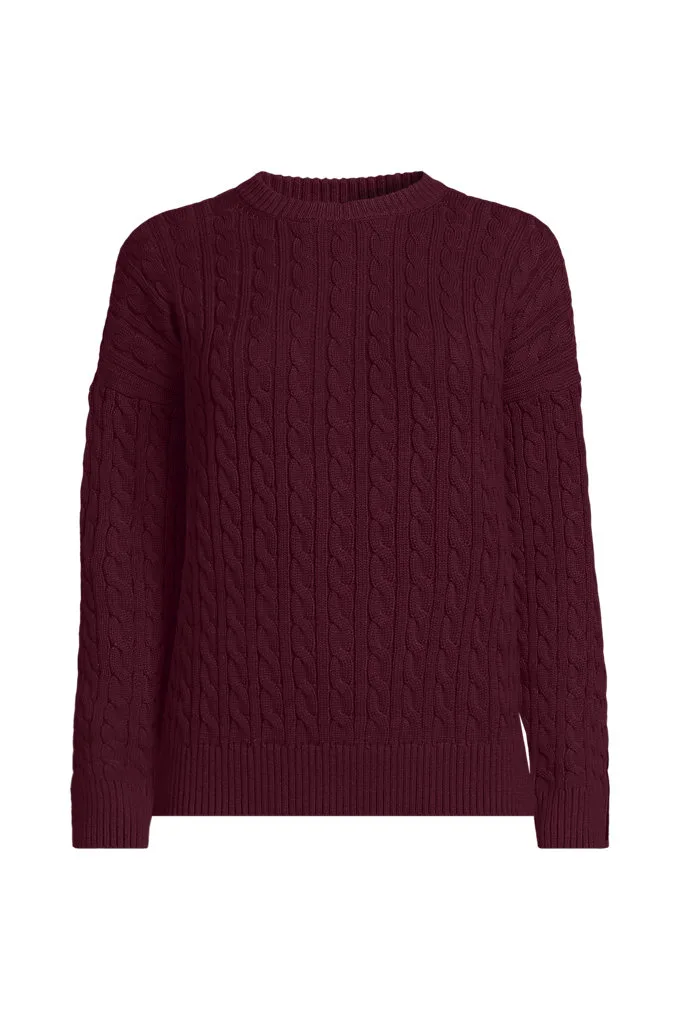 Women's Drifter Classic Cable Sweater - Lands' End - Red - L