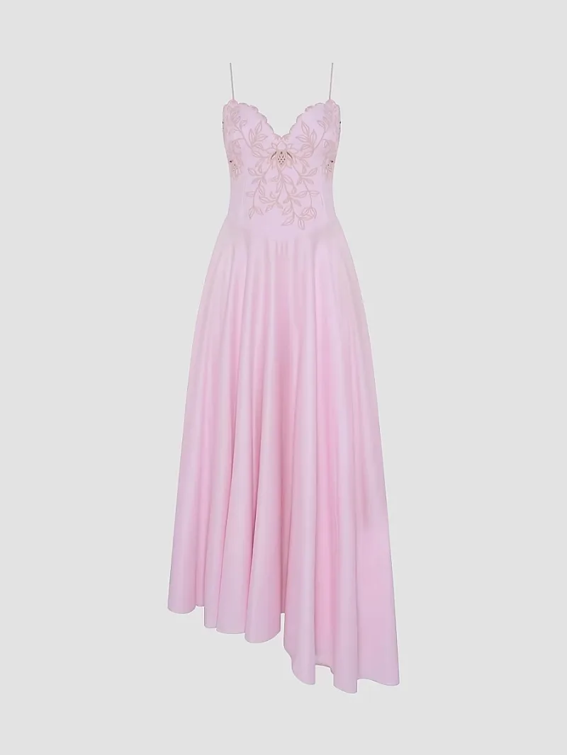 PatBO Women's Lotus Embroidered Maxi Dress - Light Pink - Size 6