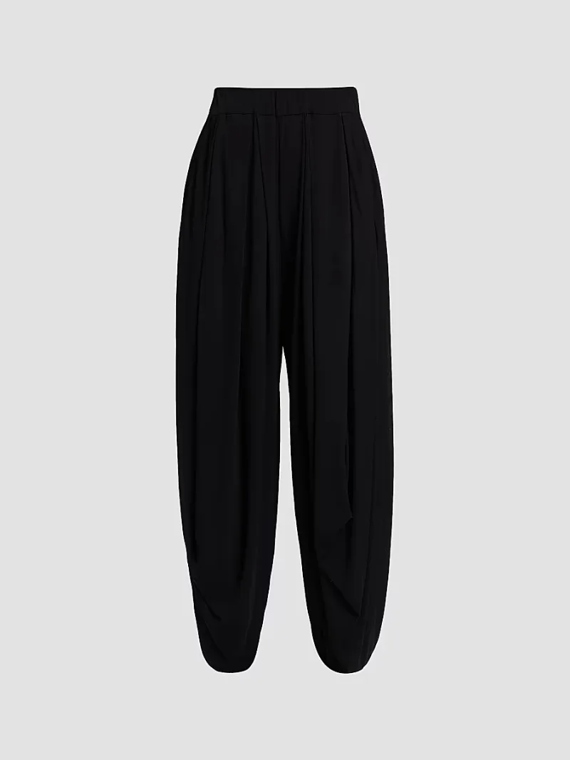 Women's Jersey Draped Trousers - Black - Size Medium