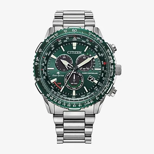 Citizen Promaster Air Mens Atomic Time Silver Tone Stainless Steel Bracelet Watch Cb5004-59w, One Size