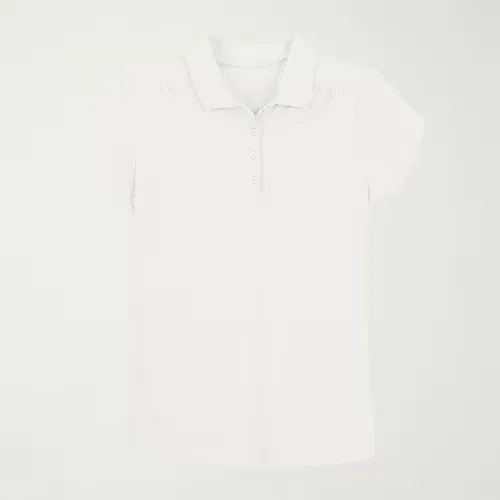 IZOD Performance Mesh Little & Big Kid Girls Short Sleeve Regular Fit Wrinkle Resistant Moisture Wicking Polo Shirt, 6/6x, White
