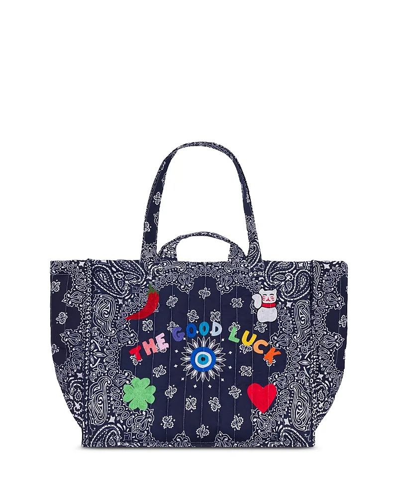 Call it By Your Name Maxi Cabas Matelasse Large Embroidered Mushroom Paisley Cotton Shoulder Bag