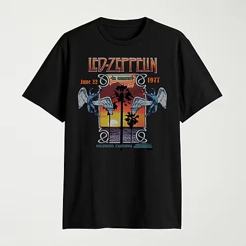Novelty Led Zeppelin Mens Crew Neck Short Sleeve Regular Fit Big and Tall Graphic T-Shirt, 4x-large Tall, Black