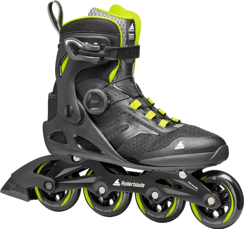 Rollerblade Men's Macroblade 84 BOA Inline Skates, Size 12/12.5, Black/Lime