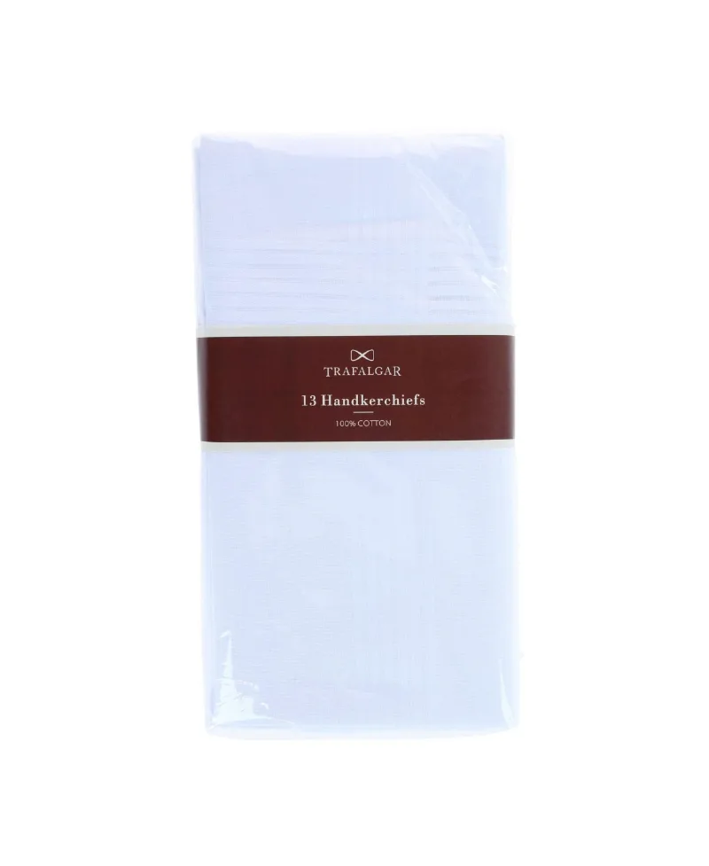 Trafalgar Men's Baker's Dozen Cotton Handkerchiefs (13 Pack) - White