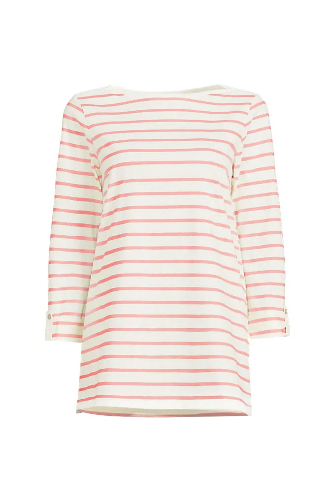 Women's Petite Size Supima Cotton Adjustable 3/4 Sleeve Boatneck Tunic - Lands' End - Ivory - L