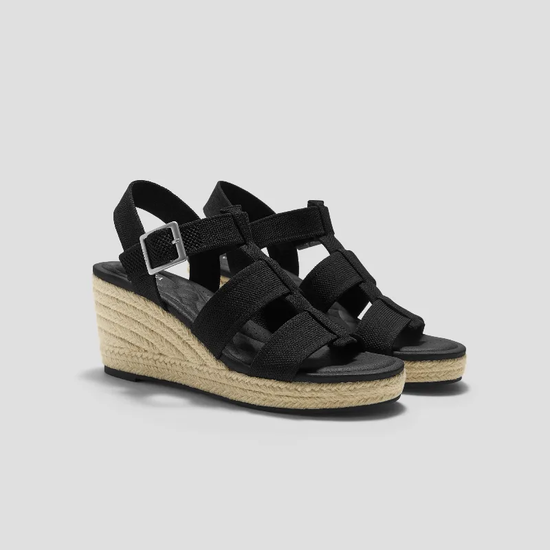 VIVAIA Round-Toe Slingback Wedge Sandals (Skyler)|BLACK|9-9.5
