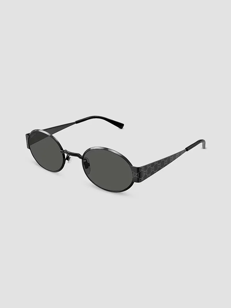 Gucci Men's Guccissima Metal 51MM Oval Sunglasses - Ruthenium