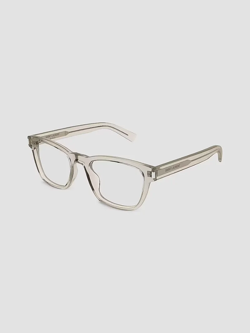 Saint Laurent Men's Mid Naked Wire Core 52MM Square Eyeglasses - Translucent Beige