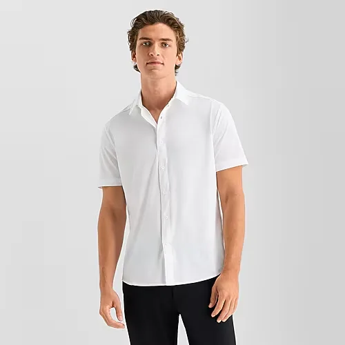 Stylus Mens Short Sleeve Regular Fit Button-Down Shirt, Xx-large, White