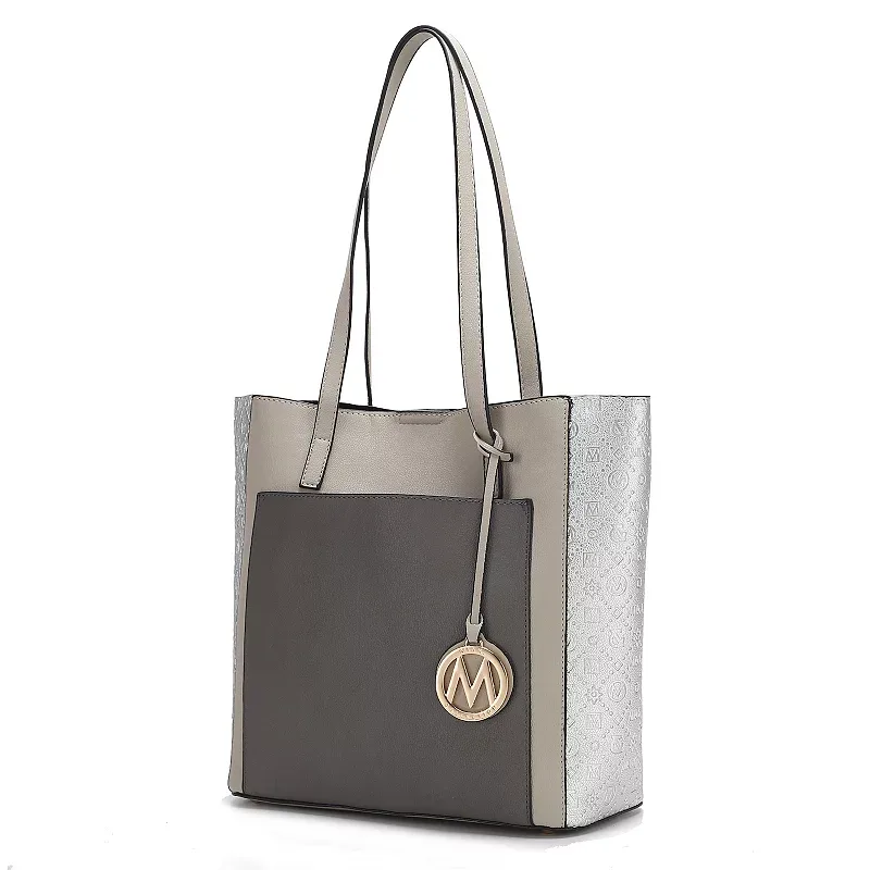 MKF Collection Leah Color-Block Tote Bag, Grey