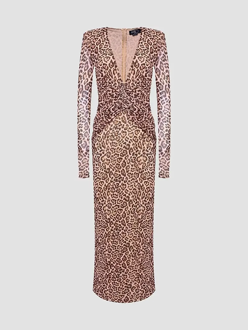 PatBO Women's Panthera Leopard-Print Tulle Maxi Dress - Brown - Size XS