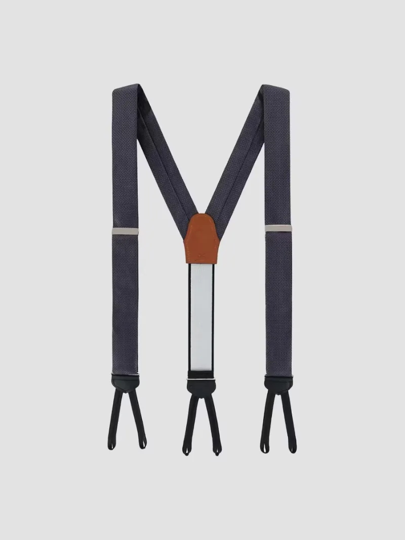 Men Monte Bello Interlocked Silk Suspenders - Grey