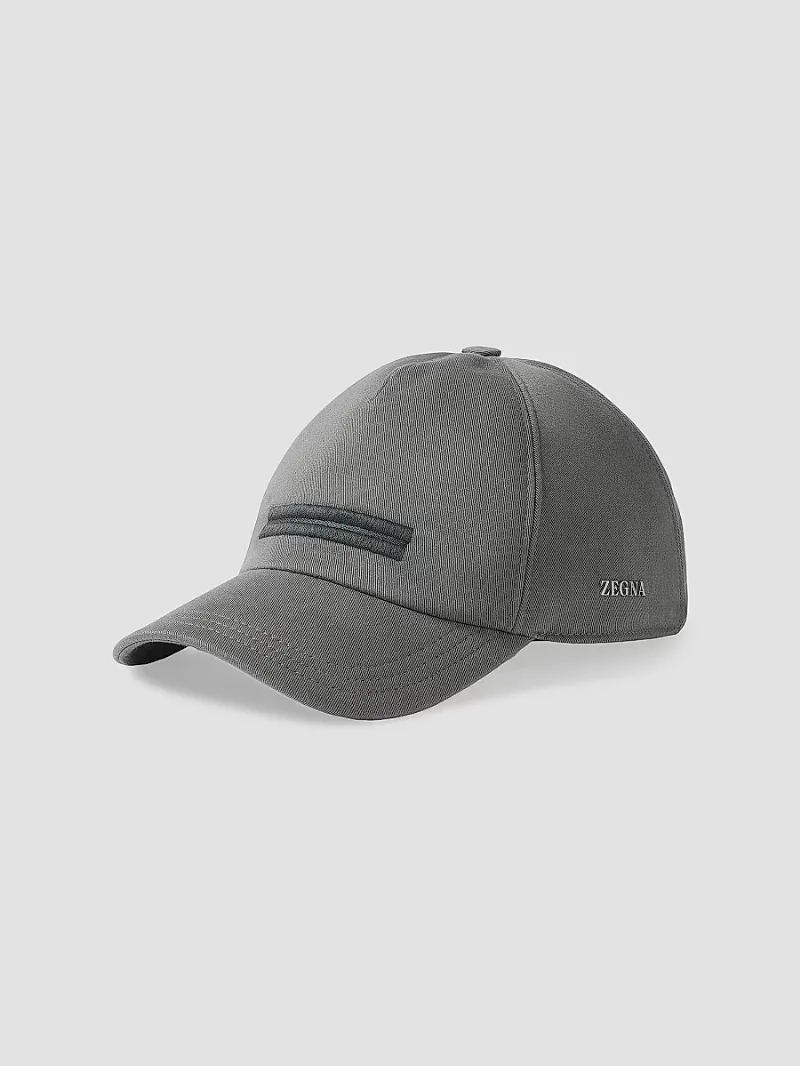 ZEGNA Men's Cotton Baseball Cap - Dark Taupe - Size Small