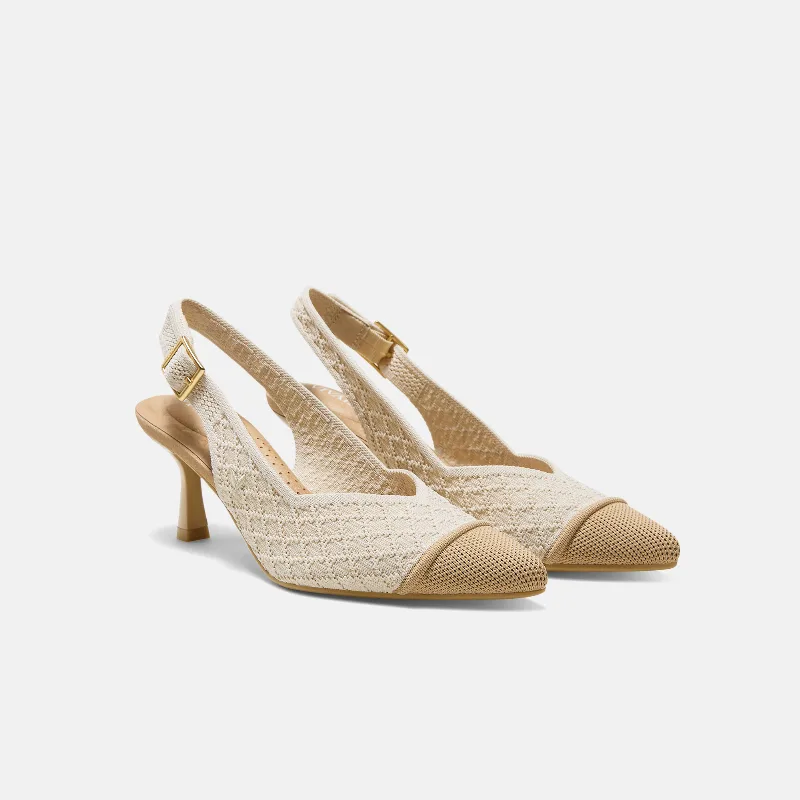 VIVAIA Pointed-Toe Slingback Heels (Addison)|YELLOW APRICOT QUILT|US 5.5
