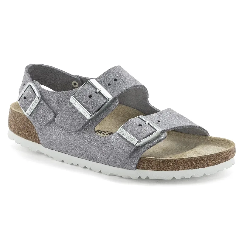 BIRKENSTOCK Milano Suede Leather Purple  With An Ankle Strap