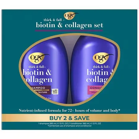 OGX Thick & Full + Biotin & Collagen Shampoo & Conditioner - 13.0 fl oz x 2 pack