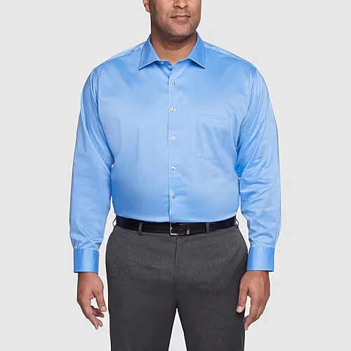 Van Heusen Mens Big and Tall Regular Fit Ultra Flex Wrinkle Free Long Sleeve Dress Shirt, 18.5 34-35, Blue