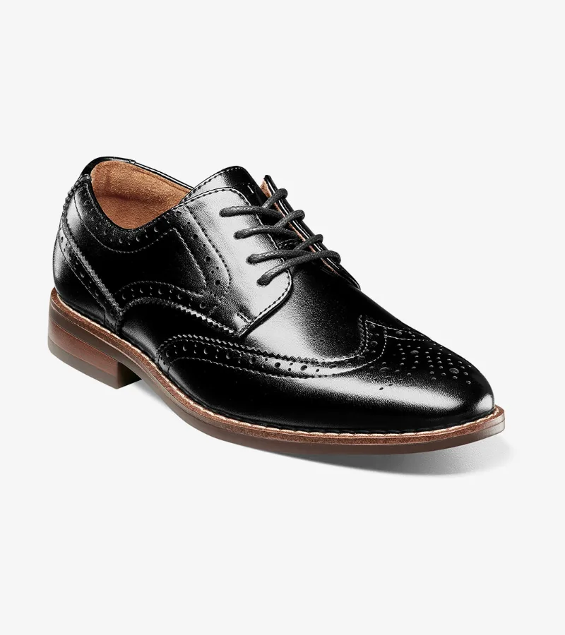 Florsheim Shoes Rucci Jr. Boys Wingtip Oxford Black Size 11.5 Little Kid
