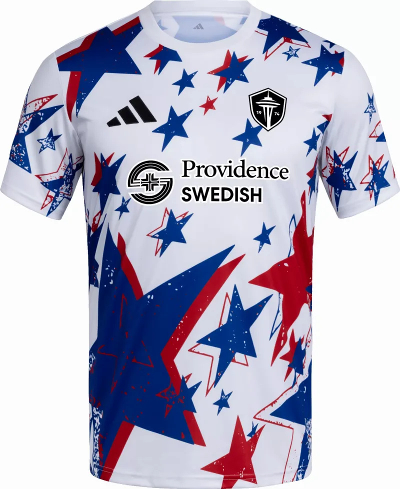 adidas Adult Seattle Sounders 2026 White Americana Prematch Jersey, Men's, Small