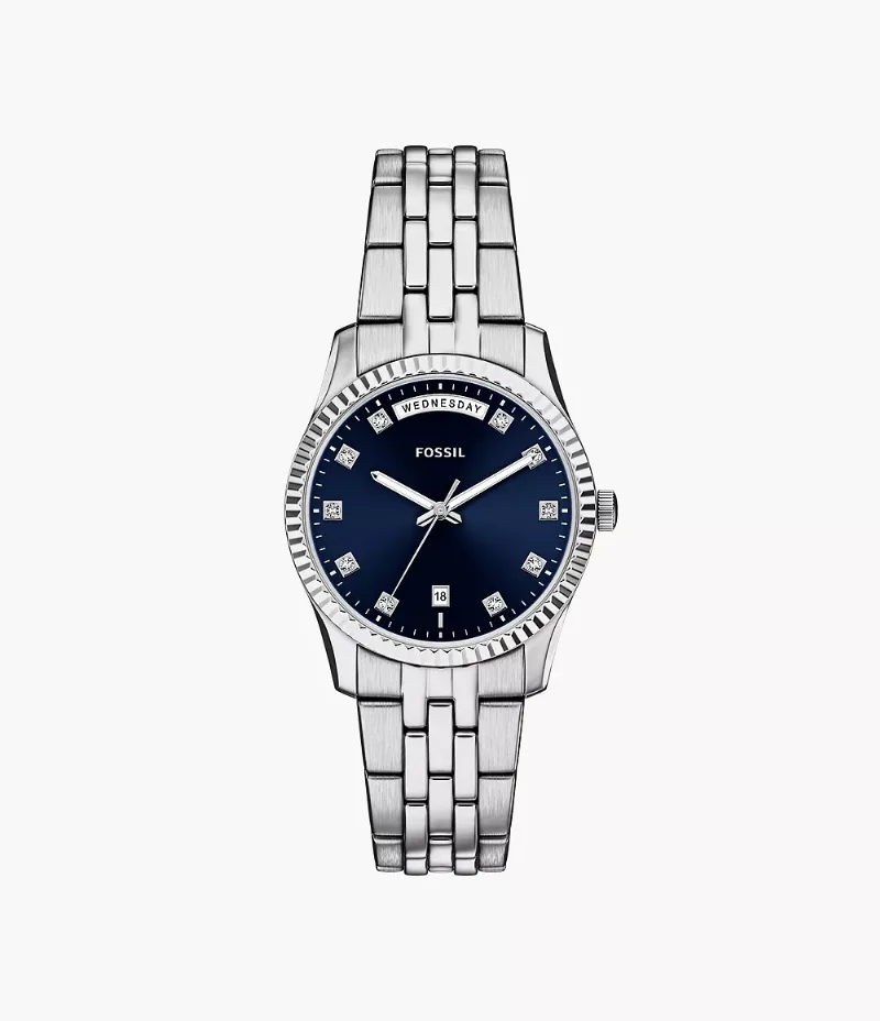 Scarlette 34 mm Three-Hand Day-Date Stainless Steel Watch