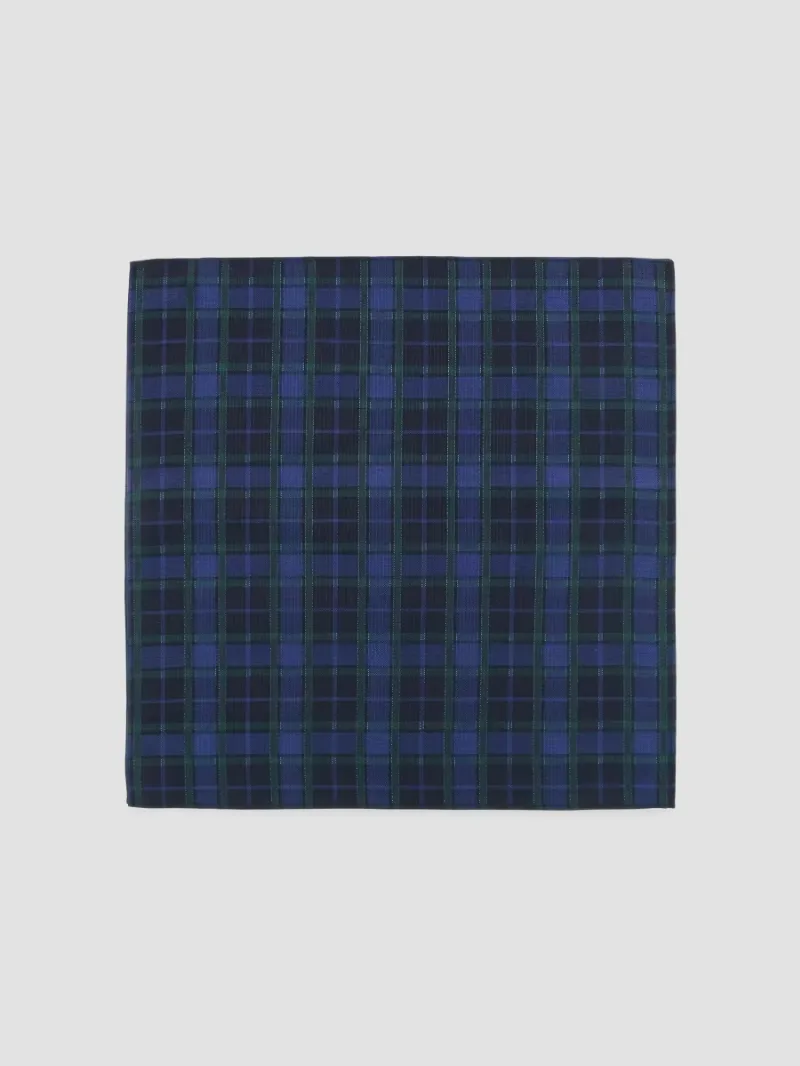 Men Holiday Ives Plaid Pocket Square - Green