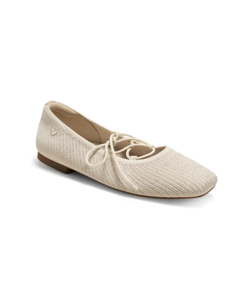 Vivaia Women's Miley 3 Laces Included Square-Toe Lace-Up Mary Janes Flats - Golden pale apricot french stripe