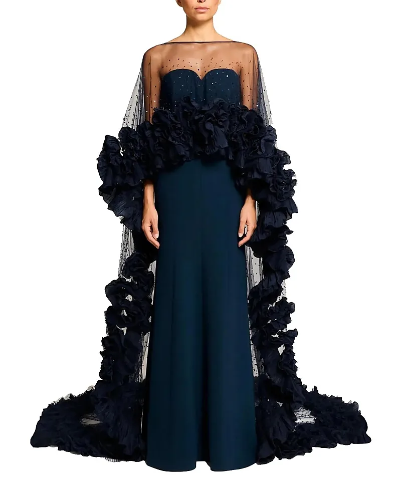 Jenny Packham Petal Bloom Ruffle-Detailed Maxi Dress