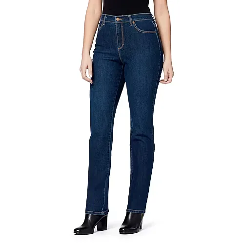 Gloria Vanderbilt Amanda Womens High Rise Tapered Leg Jean, 6 Petite Short, Blue