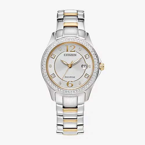 Citizen Womens Crystal Accent Two Tone Stainless Steel Bracelet Watch Fe1146-71a, One Size