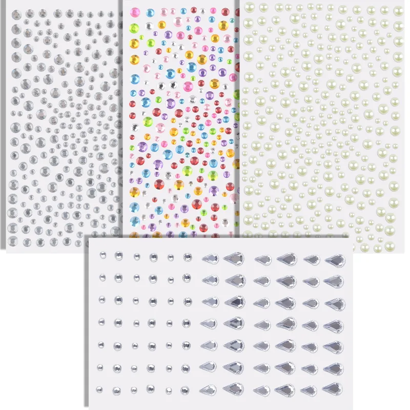 Face Gems - Self Adhesive Body Glitter Hair Jewelry Tattoos | Rhinestones Earrings Nail Jewels for Women - Gem Stickers Festival Makeup Costumes Shirts Pajamas for Adult | Festival Rave Essentials