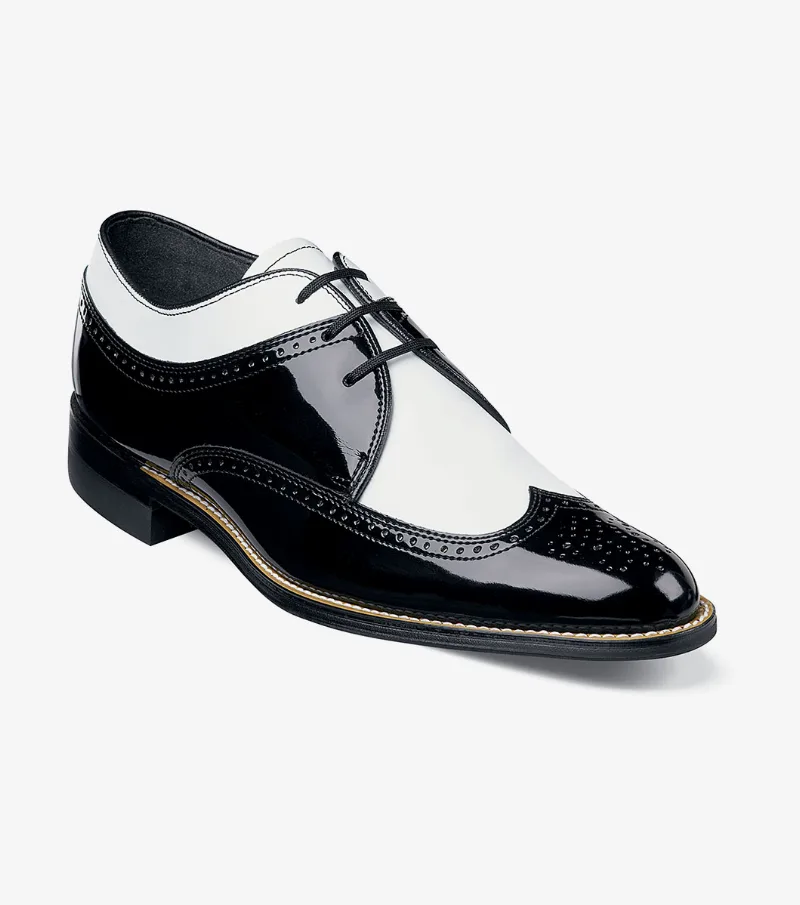 Stacy Adams Shoes Dayton Wingtip Oxford Black w/White Size 9