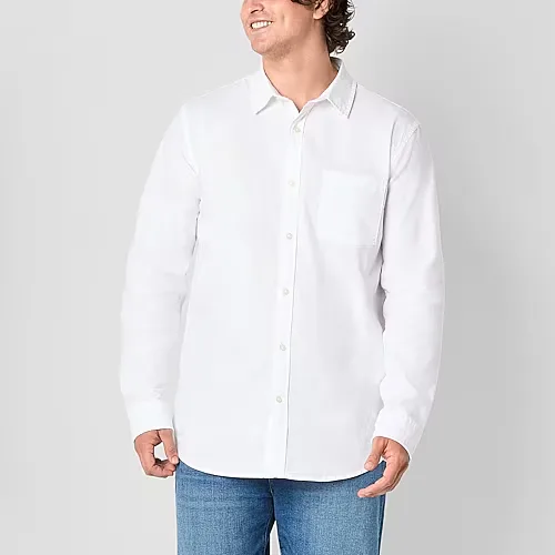 mutual weave Big and Tall Mens Regular Fit Long Sleeve Button-Down Oxford Shirt, 2x-large, White