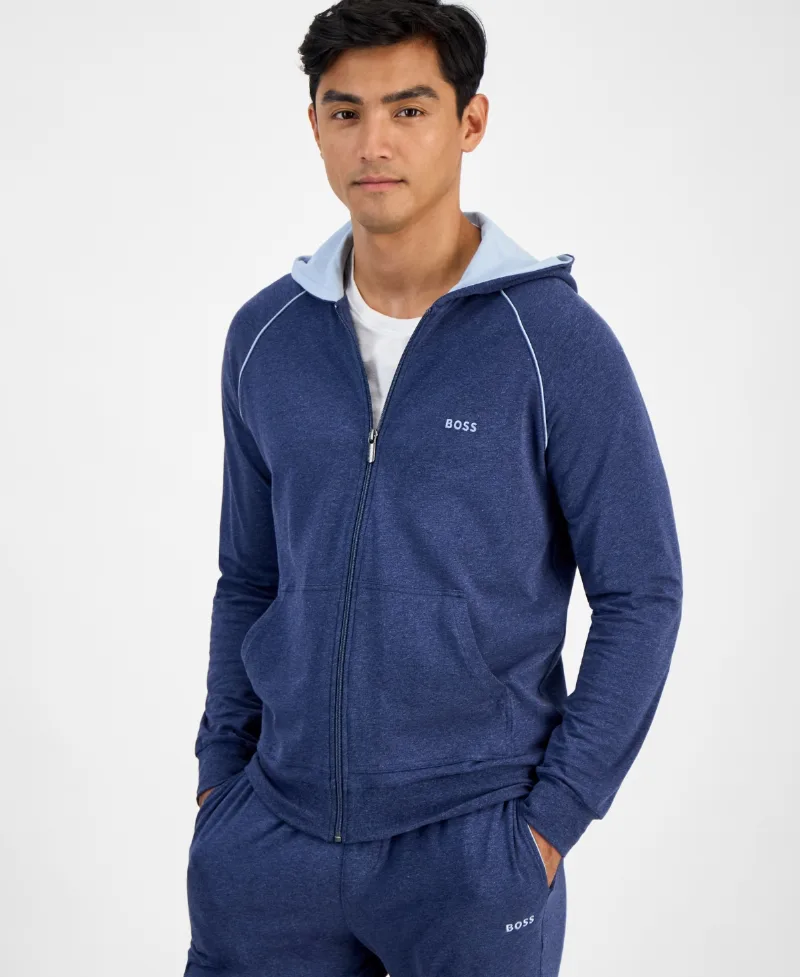 Boss by Hugo Boss Men's Mix and Match Logo Full-Zip Hoodie - Blue