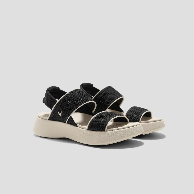VIVAIA Round-Toe Walker Sandals (Kamber)|BLACK & CREAM IVORY|US 6
