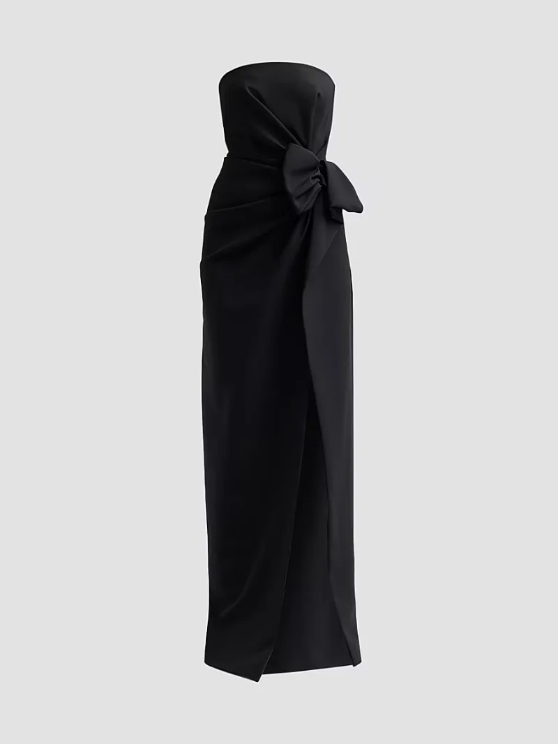 Michael Kors Collection Women's Wool Broadcloth Origami Strapless Gown - Black - Size 4
