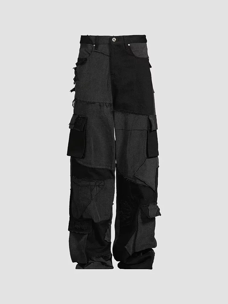Who Decides War Men's Destroyed Paneled Cargo Pants - Coal - Size 38
